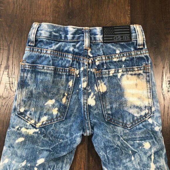 GS-115 Boy’s Size 4 Vintage Style Jeans Bleached Paint Splatters Moto Distressed - Picture 12 of 12